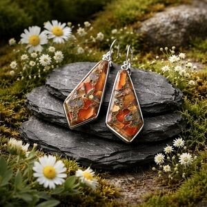 Carnelian in Copper Earrings
